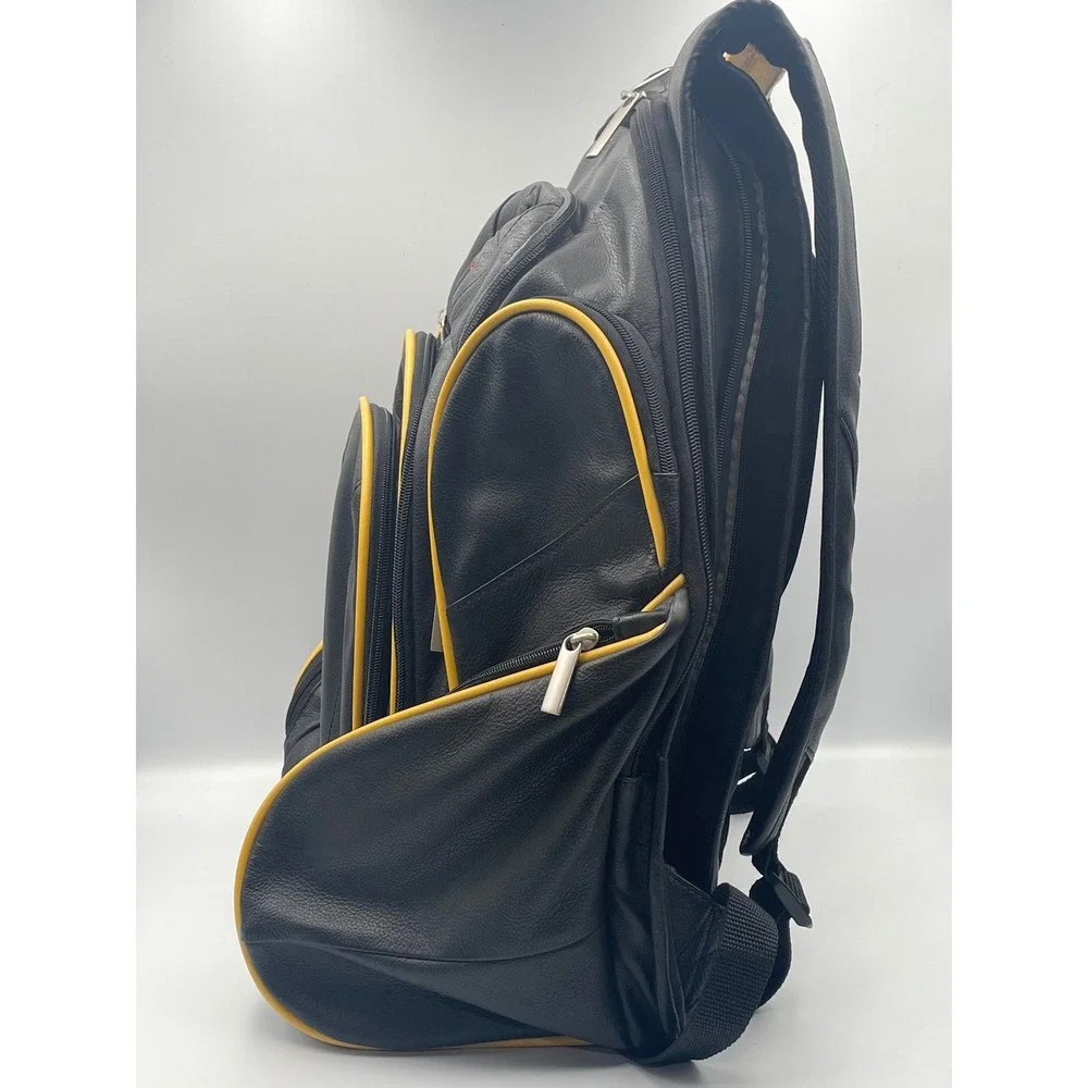 Pac-Man Namco Bandai Games Black Leather Backpack Yellow Trim Retro Gaming